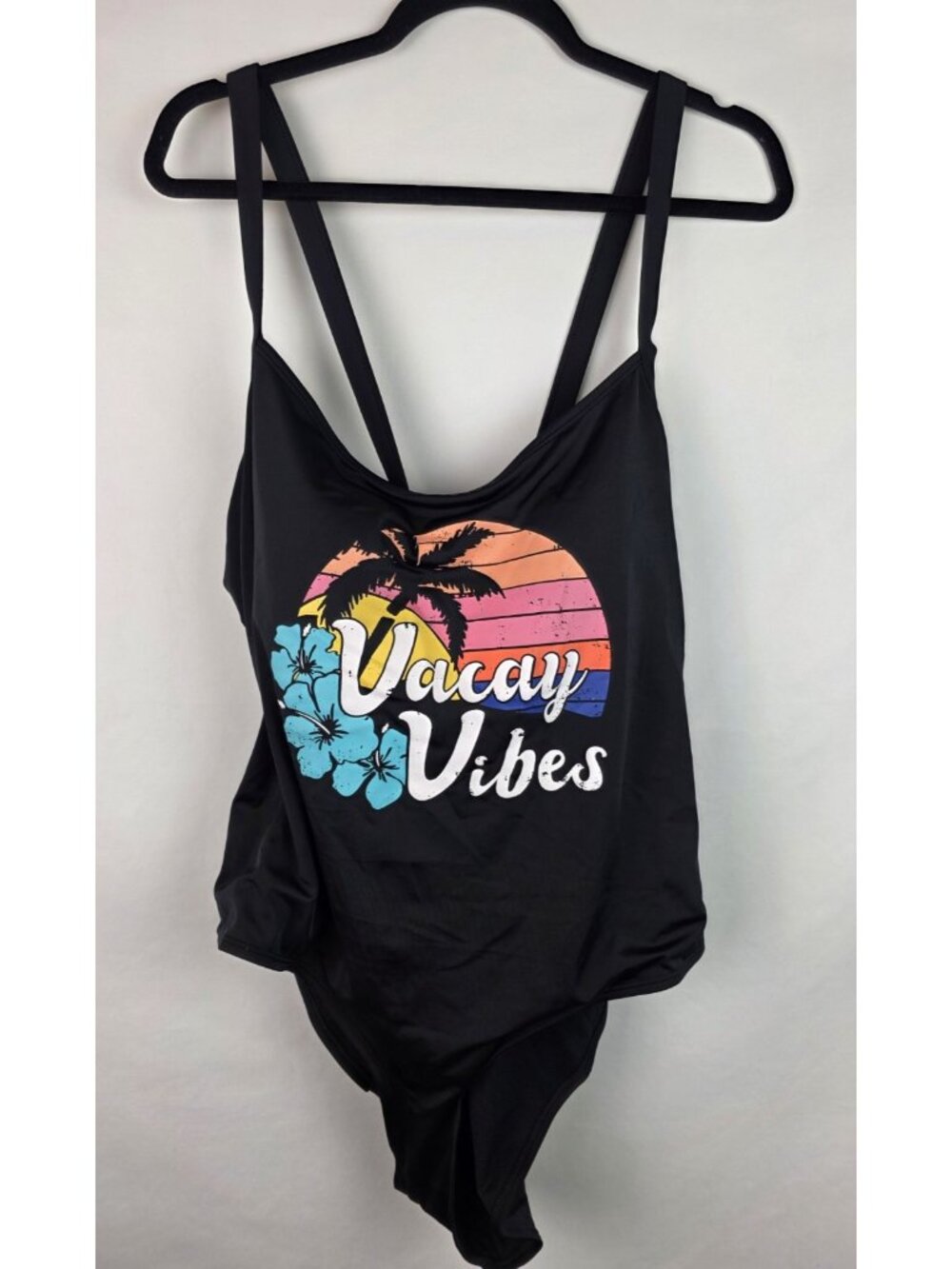 Outdoor Oasis Women's One Piece Swimsuit Plus Size 2X Black Vacay Vibes Swim